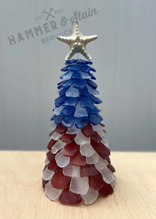 Patriotic Sea Glass Tree